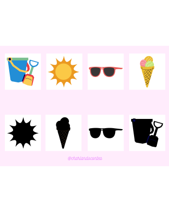 Material TEACCH gratis de Verano: objetos con sombras