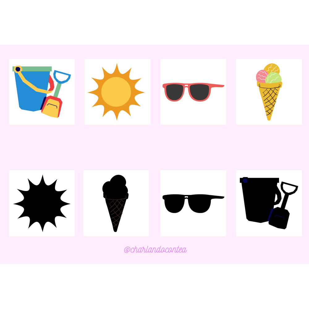 Material TEACCH gratis de Verano: objetos con sombras