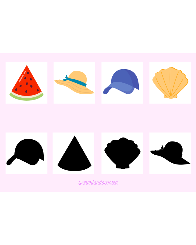 Material TEACCH gratis de Verano: objetos con sombras