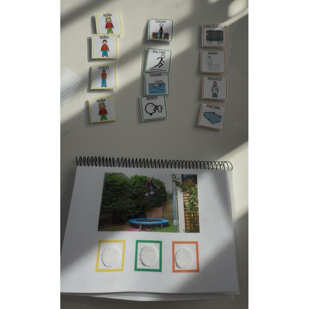 Cuaderno gratuito de frases con pictogramas (3 elementos – TEA)