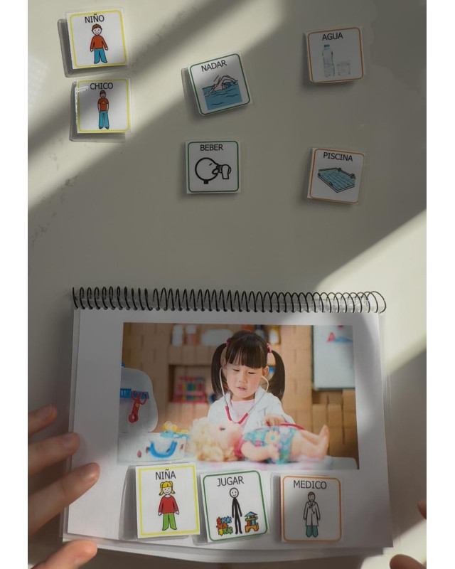 Cuaderno gratuito de frases con pictogramas (3 elementos – TEA)